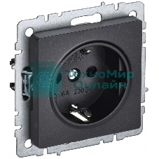 Розетка 1-местная IEK BRITE РС14-1-0-БрЧ (BR-R14-16-K02) с заземлением, с защитными шторками, 16А, черный