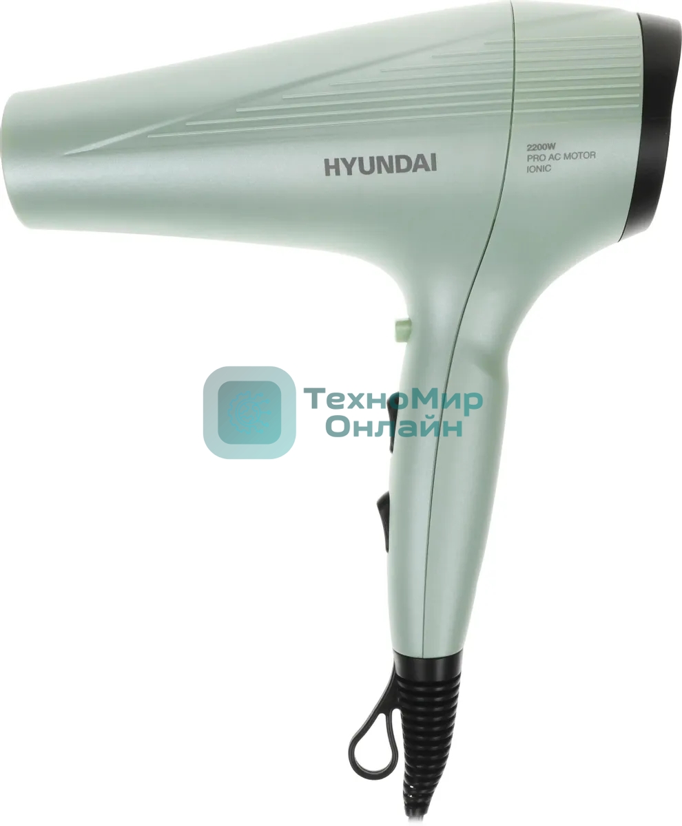 Фен Hyundai H-HDI0766 оливковый, 2200 Вт, ионизация