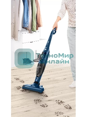 Пылесос вертикальный Bosch BCHF 2MX20 синий, питание от аккумулятора, 150 Вт, уборка сухая, пылесборник 0.4 л