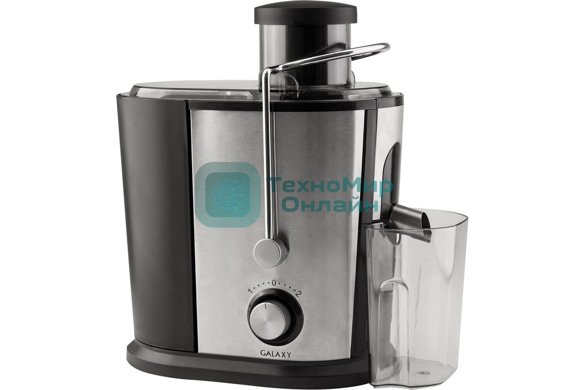 Соковыжималка Galaxy GL 0801 серебристый/чёрный, центробежная, 700 Вт, 500 мл, механическое