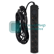 Сетевой фильтр Ippon BK-6-EU-5-10-B 5 м, 6 розеток, черный, коробка