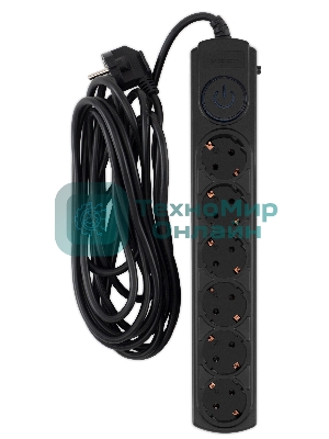 Сетевой фильтр Ippon BK-6-EU-5-10-B 5 м, 6 розеток, черный, коробка
