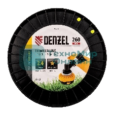 Леска для триммера Denzel звезда, 2,4мм х 260м, на DIN катушке FLEX CORD