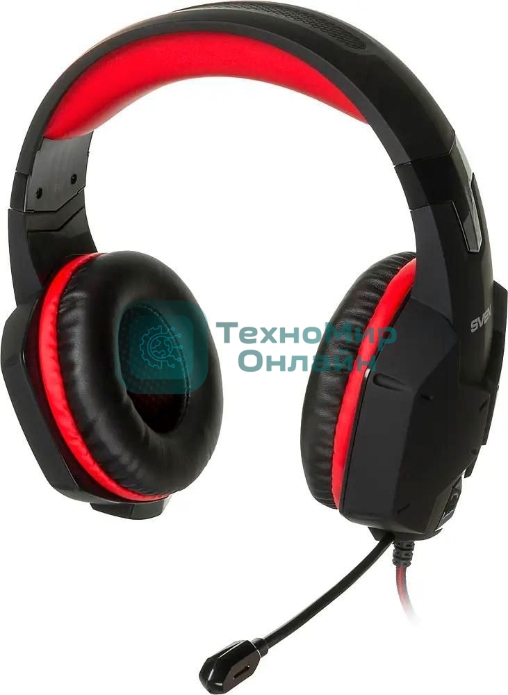 Игровые стереонаушники с микрофоном SVEN AP-G988MV, черный-красный Игровые стереонаушники с микрофоном SVEN AP-G988MV, черный-красный