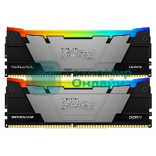 Оперативная память Kingston Fury Renegade, DDR4, 16Gb (2x8Gb), 3200MHz, CL16, DIMM, с радиаторами, RGB, черный