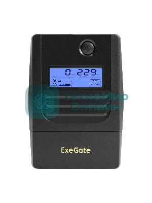 Источник бесперебойного питания ExeGate Smart LB-650.LCD.AVR.4C13.USB (650VA/390W, LCD, AVR, 4*C13, USB, батарея 12V 7Ah, черный)