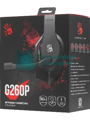 Гарнитура Bloody G260P чёрный, проводная, подсветка