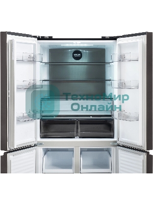 Холодильник Hyundai CM45043F черная сталь трехкамерный 270/135л морозилка снизу No Frost, Side by Side