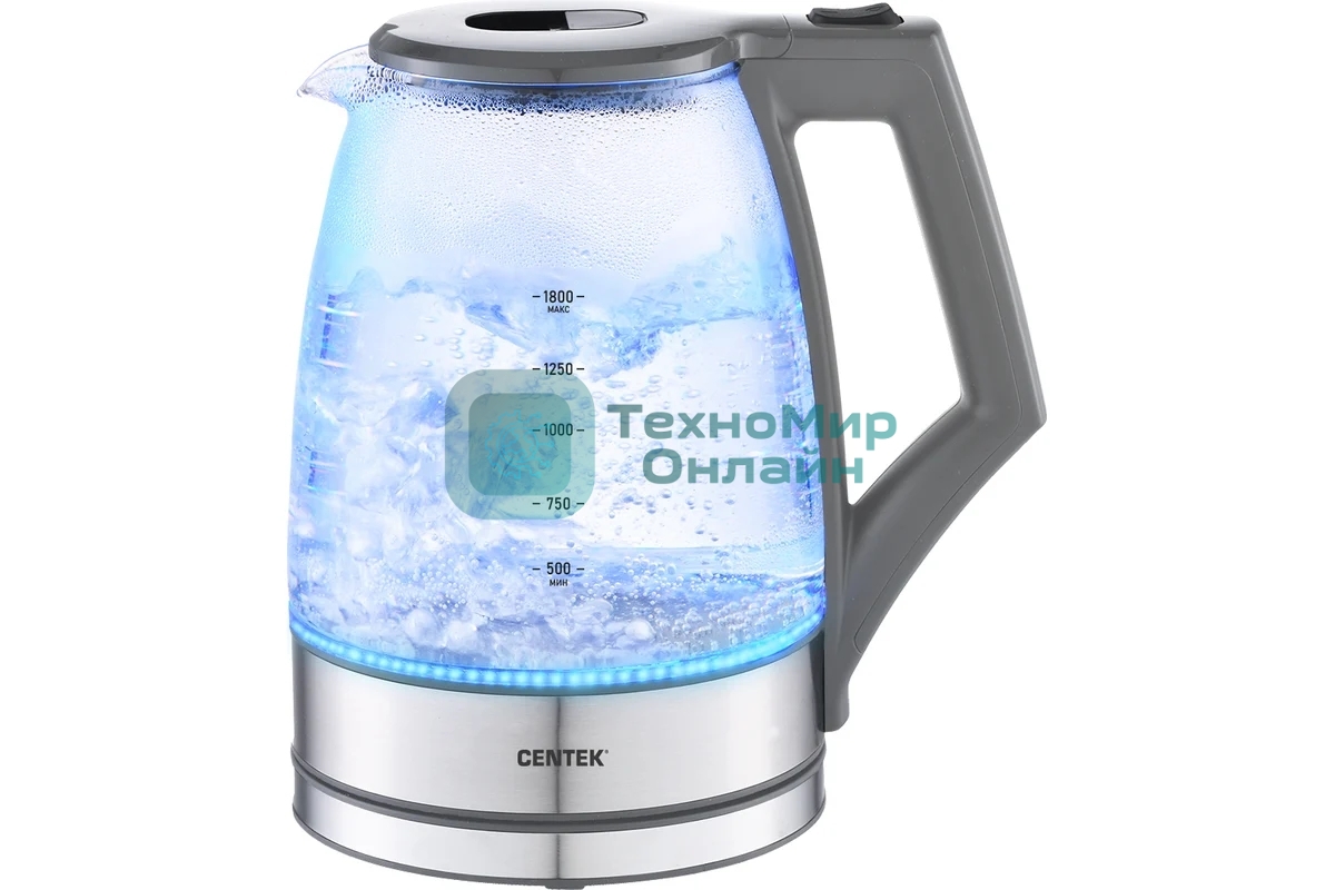 Чайник Centek CT-0014 серый, 2200 Вт, 1.8 л