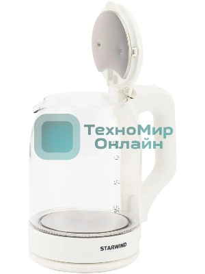 Чайник электрический StarWind SKG1056 1.8 л, 2000 Вт, белый/прозрачный