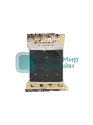 Розетка 4-мест. с заземл. LEZARD LETO 752-4200-127BDP закрытый корпус ПБТ черный бархат