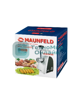 Мясорубка электрическая Maunfeld MMG.2000BRSV черный, 2000 Вт, 2.6 кг/мин, реверс, металлический лоток, насадки - 5