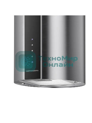 Вытяжка Kuppersberg, цилиндрическая, настенная, 35 см, сенсорное управление, таймер, отвод/рециркуляция, 3 скорости, производительность 850 м3/ч, LED освещение, обратный клапан, уровень шума 68 дБ, угольный фильтр CF110 (опция), цвет нержавеющая сталь