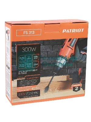 Дрель-шуруповерт сетевой Patriot FS 313, Сетевая, 300 Вт