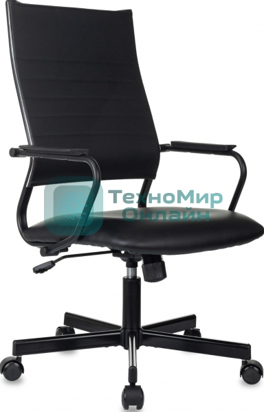 Кресло руководителя Бюрократ CH BALANCE черный, экокожа, крестов. металл черный