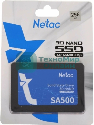 Накопитель SSD Netac SA500, 256Gb, SATA III, 2.5
