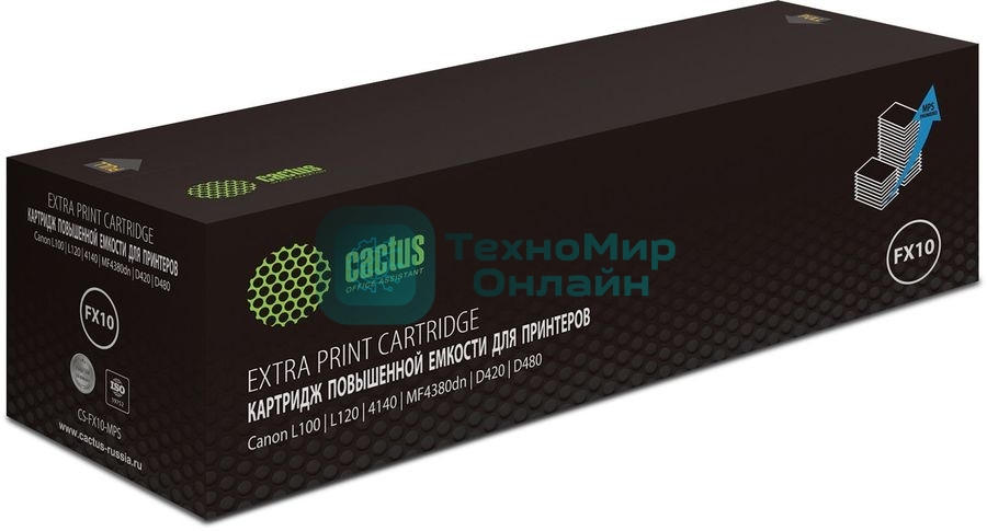 Картридж лазерный Cactus CS-FX10-MPS черный (3000 стр.) для Canon L100/L120/4140/MF4380dn/D420/D480