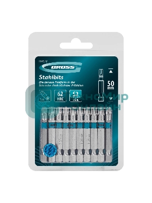 Бита Torx 30х50 мм, сталь S2, шестигр., 10 шт. Gross