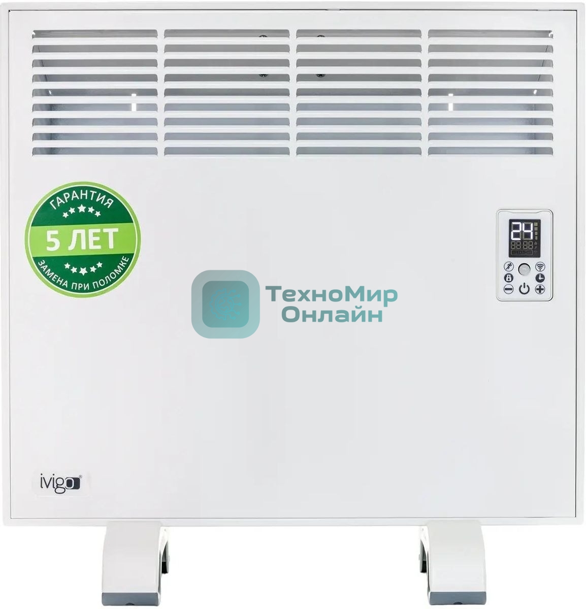Конвектор электрический IVIGO EPK-Pro Wi-Fi EPK4550P07, белый, 750 Вт, 8 м2, с терморегулятором, Wi-Fi