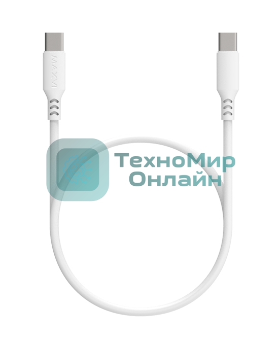 Кабель Maxvi MC-A20 white Type-C - Type-C, 2A ток макс. нагрузки 2А, макс. напряжение 5V, длина кабеля 1м, материал PVC, белый