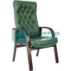 Кресло Бюрократ T-9928WALNUT-CF зеленый, кожа