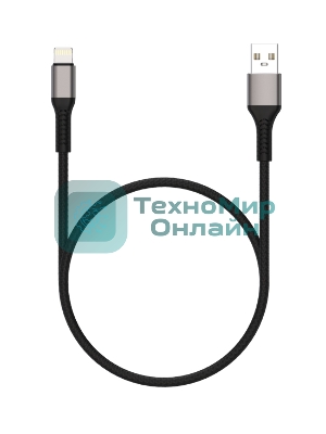 Дата-кабель Maxvi MC-21L USB-Lightning 2.4А, 1м, black-grey