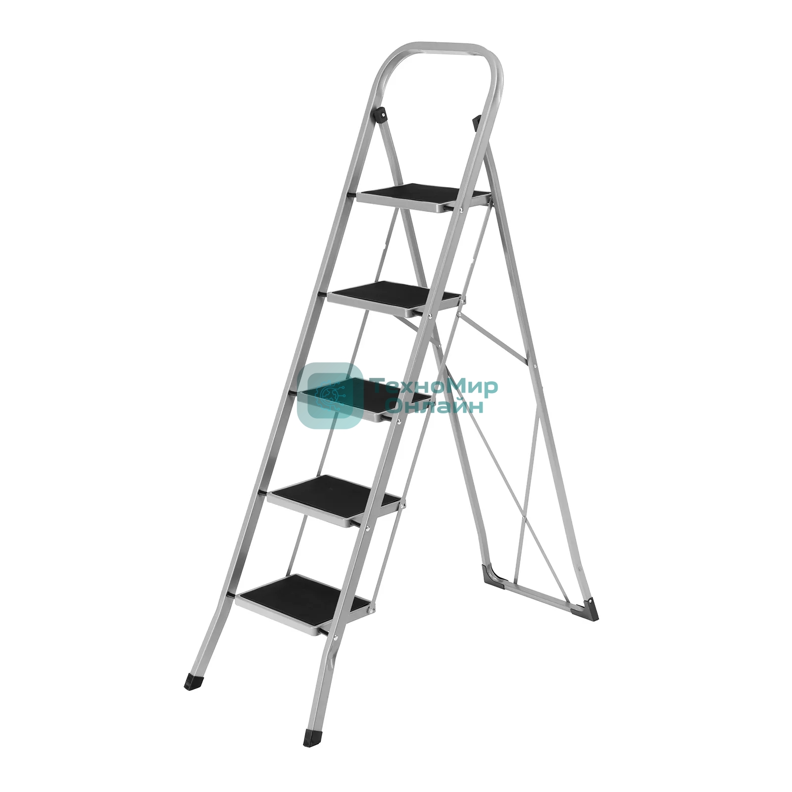Стремянка стальная Сибртех, 5 широких ступеней 20х30 см с полимерным покрытием
