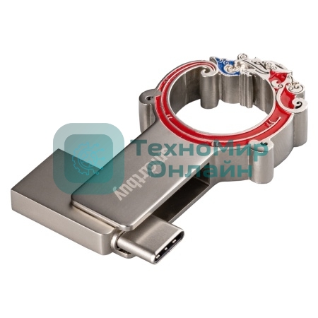 Флешка USB SmartBuy Metal Snake Dual (SB32GB3MSN), 32Gb, USB 3.0/3.1, R/W 75/30, серебристый/красный