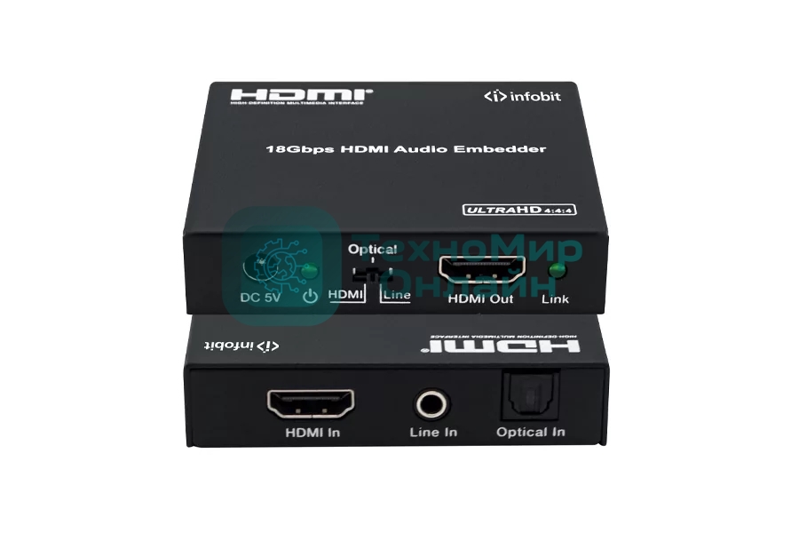 Эмбеддер HDMI 4K60 Infobit iTrans AE01 HDCP 2.2, RCA и оптический выход