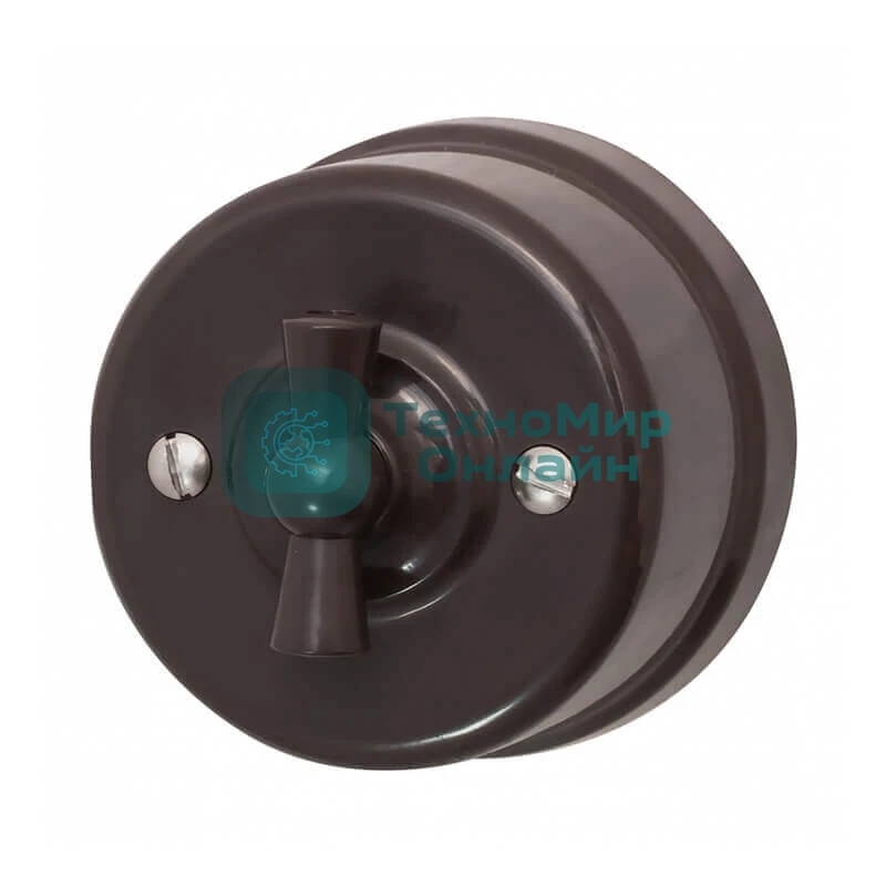 Выключатель проходной поворотный Bironi B1-201-22 1-кл. ОП Лизетта 10А IP20 ретро 4 полож. ABS-пластик коричневый