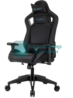 Кресло Knight Outrid Smile черный, экокожа, 120 кг, механизм качания