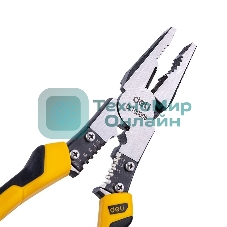 Комбинированные плоскогубцы многофункциональные Deli DL100008 215мм, (скручивание/зажим/резка/зачистка/обжим), сталь Cr-V, двухкомпонентная рукоять