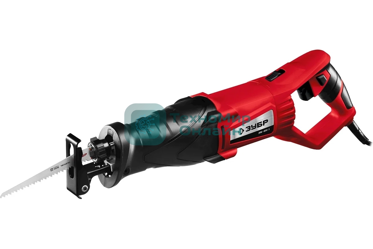Пила сабельная Зубр [ЗПС-850 Э] 850 Вт, 0-2800 ход/мин, рез 150 мм (дерево), 12 мм (сталь), ход штока 28 мм