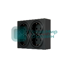Розетка 4-мест. с заземл. LEZARD LETO 752-4200-127BDP закрытый корпус ПБТ черный бархат