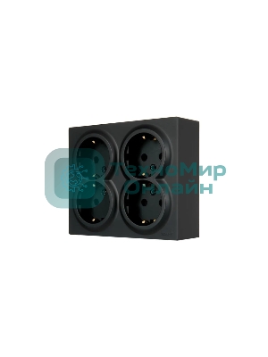 Розетка 4-мест. с заземл. LEZARD LETO 752-4200-127BDP закрытый корпус ПБТ черный бархат