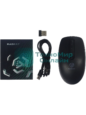 Мышь беспроводная Raskat M002WBR черный, 1600 dpi, радиоканал, Bluetooth, USB, кнопки - 4
