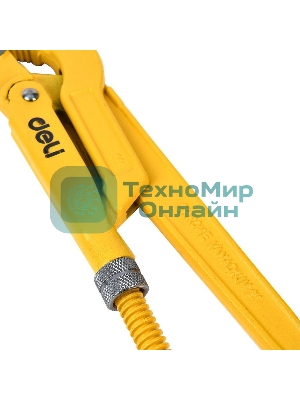 Трубный рычажный ключ №2 с изогнутыми губками Deli DL105255 420мм, раскрытие губок 0-55мм, сталь Cr-V