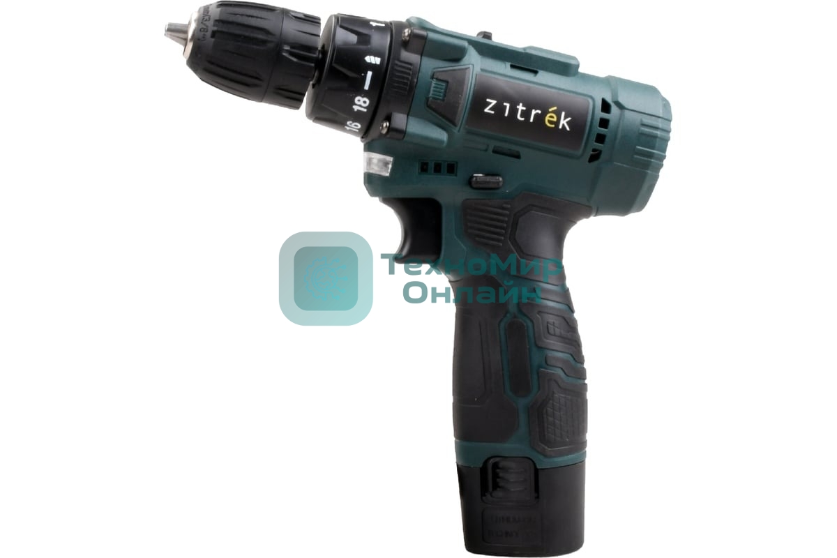 Дрель-шуруповерт аккумуляторная Zitrek Green 12V Max 085-1016, Аккумуляторная, 12В, 2 АКБ