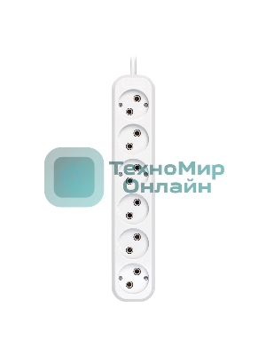 Удлинитель Smartbuy, 6 гнезд 2 метра 10А/2,2 кВт без заземления ПВС 2х1,0 (SBE-10-6-02-N)