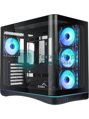 Корпус SAMA V62S, Midi-Tower, чёрный, 4 x 120 мм