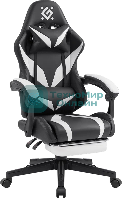 Кресло Defender Aspect черный, экокожа, 120 кг, подставка для ног, механизм качания