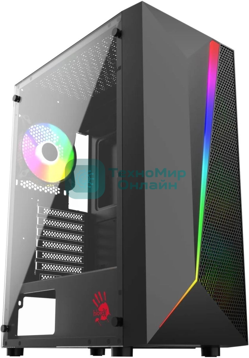 Компьютерный корпус Bloody BD-CC106F черный без БП ATX 4x120мм 1xUSB 2.0 1xUSB 3.0 audio bott PSU