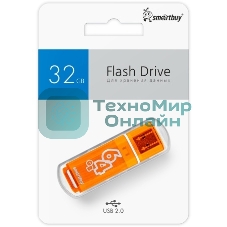 Флешка USB Smartbuy Glossy series Orange (SB64GbGS-Or), 64Gb, USB 2.0, R/W 25/15, оранжевый