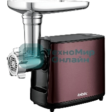 Мясорубка электрическая BBK MG1801 медь/черный, 1800 Вт, 2.0 кг/мин, реверс, защита от перегрузки, металлический лоток, насадки - 4