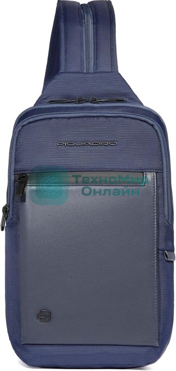 Рюкзак слинг мужской Piquadro Orion CA6625S136/BLU синий ткань/натур.кожа