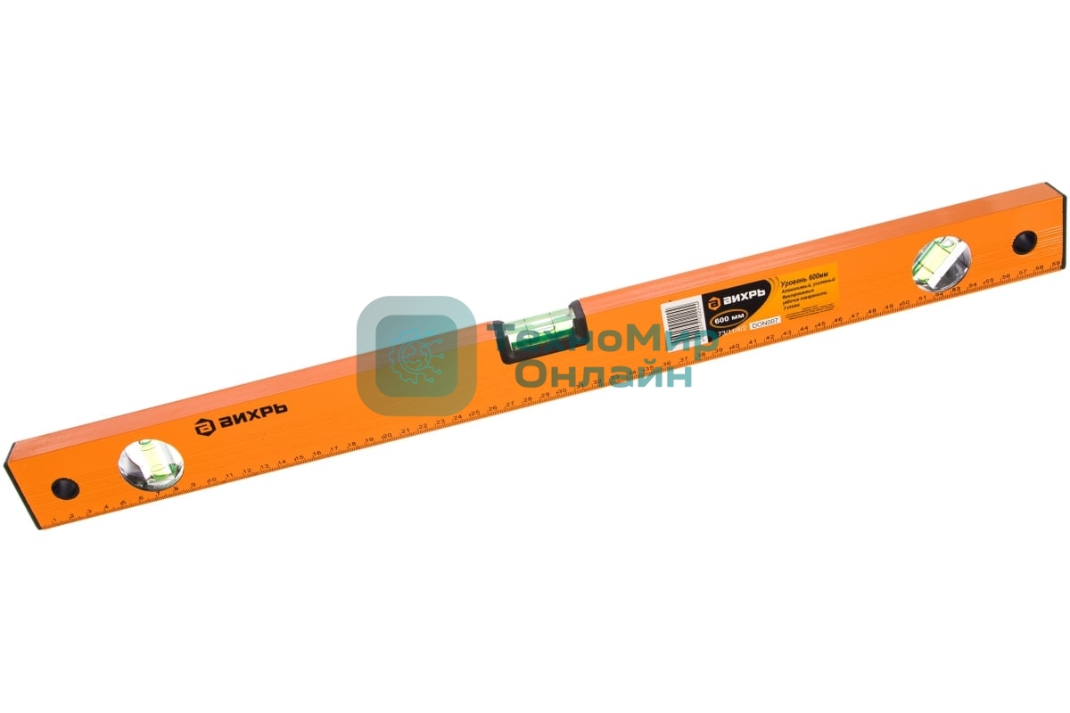 Уровень алюминиевый ВИХРЬ 600мм фрезерованный 3 глазка