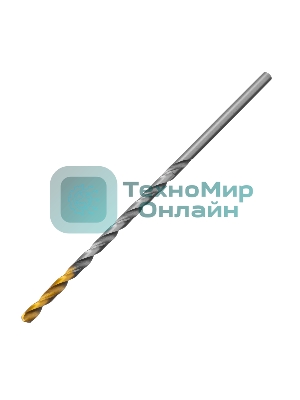 Сверло спиральное по металлу Denzel 3,5 х 112 мм, Р6М5, Golden Tip, удлиненное, 2 шт.