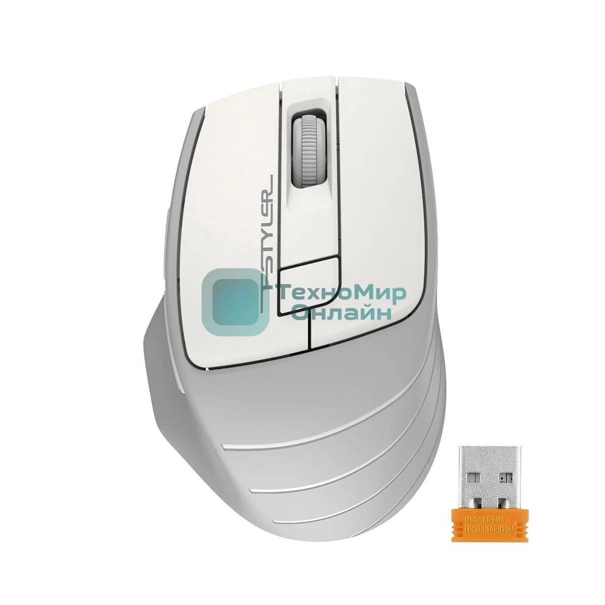 Мышь беспроводная A4Tech Fstyler FG30 белый/серый, 2000 dpi, радиоканал, USB, кнопки - 5