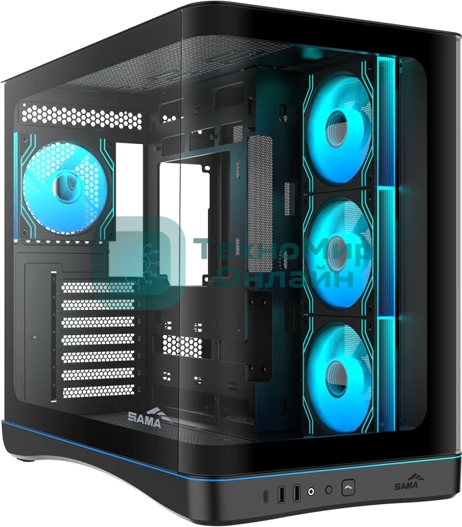 Корпус SAMA V62S, Midi-Tower, чёрный, 4 x 120 мм