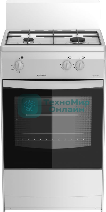 Плита газовая Darina 1AS GM 521 001 W белый/черный, конфорок 2 шт, духовка 45 л, 50 см x 85 см x 41 см
